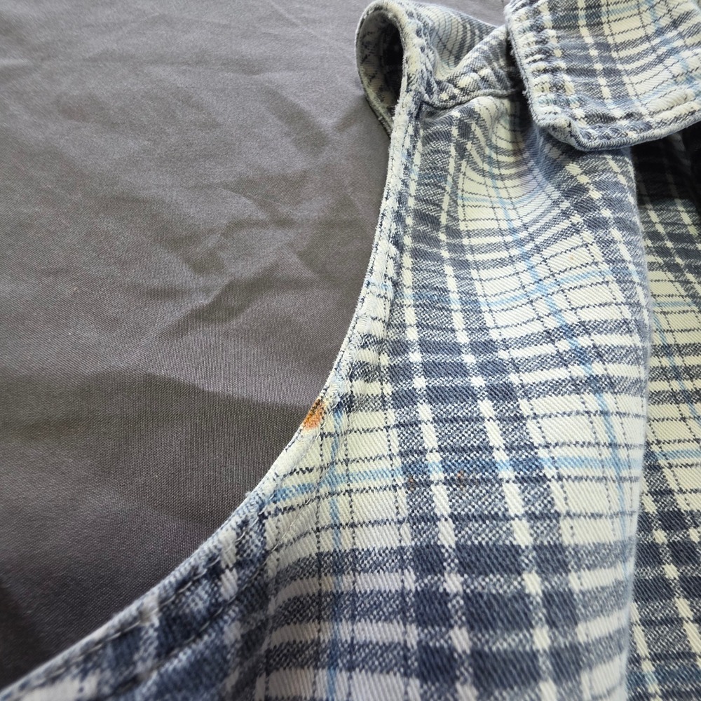 CM Company Women's Sleeveless Plaid‎ Shirt Top Button Down Blue White - Picture 3 of 5